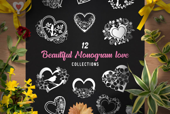 12 Variant Love Floral SVG File for Graphics and Crafts