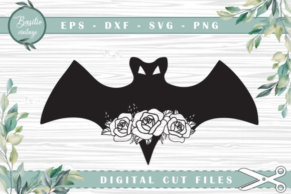 Bat Floral Halloween Graphics for Crafts and Design