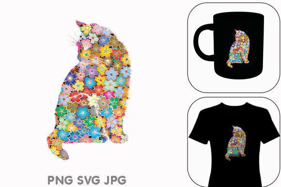 Cat Flowers Flora Pet Kitten Floral Graphics Freebie