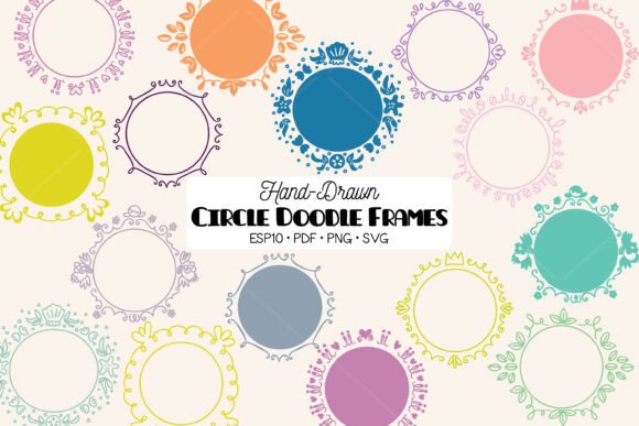 Circle Frame Color Round Wreath Border for Graphics and Illustrations