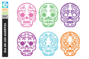 Day of the Death Skull with Floral Ornament Graphics for Design Projects