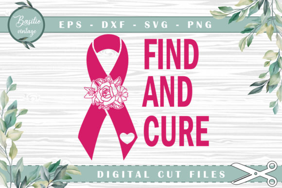 Find and Cure Ribbon Floral Graphics for Creative Crafts