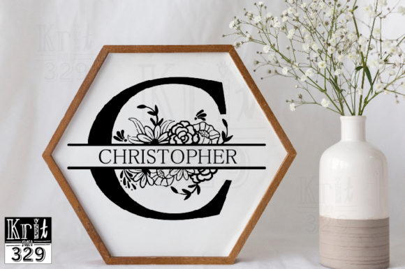 Floral Border Split Monogram Svg for Crafts and Graphics
