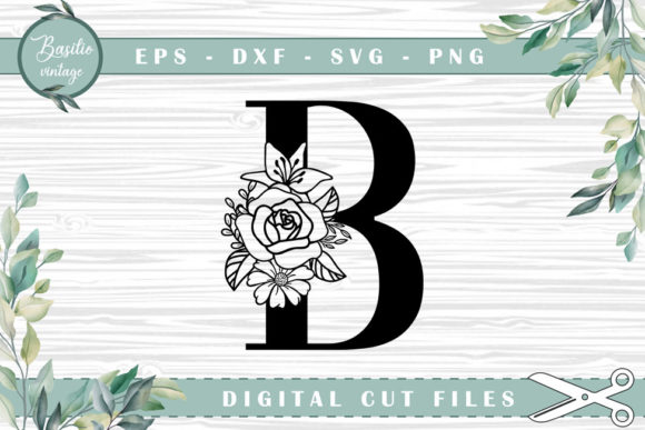 Floral Letter B Alphabet Cutting Files for Crafts and Graphics