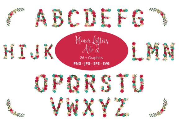 Florals Alphabet Clipart for Crafting and Design