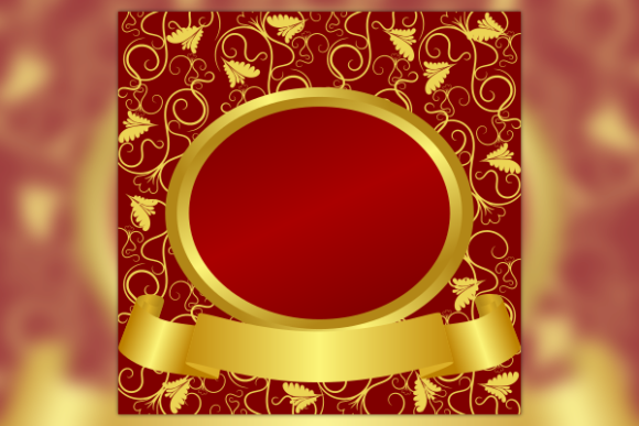Golden Floral Background and Ribbon Graphics