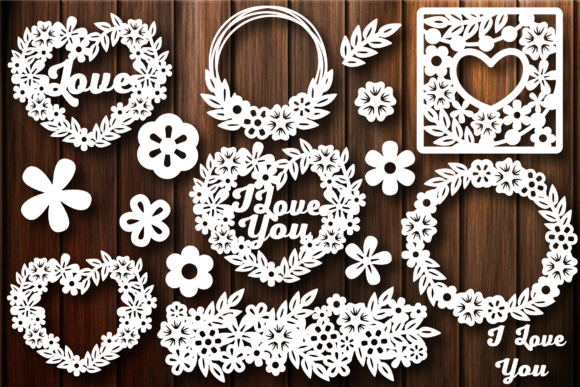 Heart SVG Floral Frame Cutting Template for Crafts and Graphics