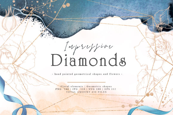 Impressive Diamonds Watercolor and Vector Set for Blog and Web Design