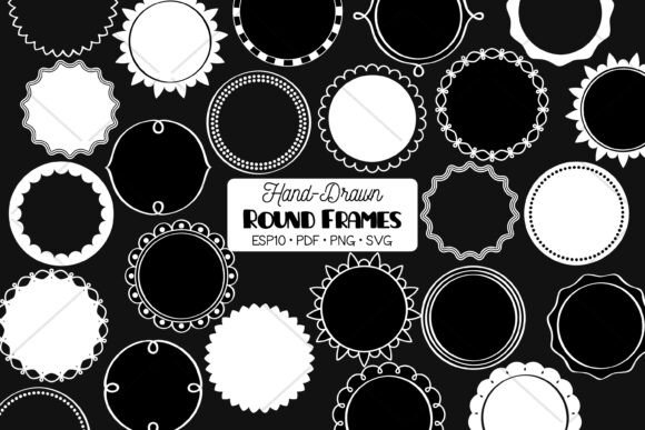 Round Frames White Circle Border Decor for Branding and Marketing