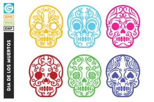 Skull with Floral Ornament Dia De Los Muertos