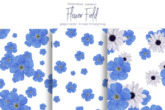 Spring Set Flower Field Seamless Pattern for Branding and Marketing