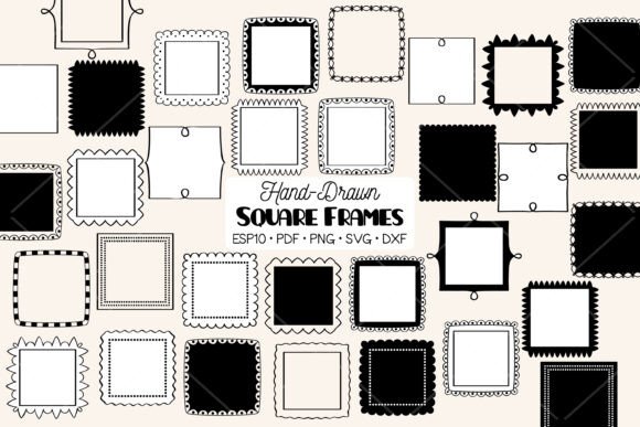 Square Frames Hand Drawn Border Graphics