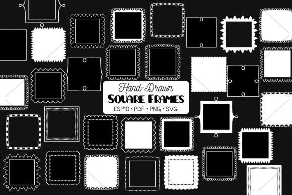 Square Frames White Hand Drawn Border Graphics