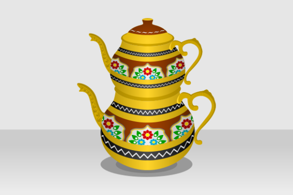 Traditional Turkish Tea Pot Graphics for Editorial Use