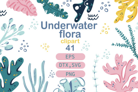 Underwater ClipArt Flora Set for Digital Products