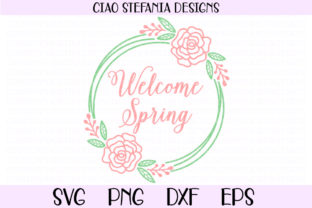 Welcome Spring Floral Geometric Wreath Graphics for Crafts
